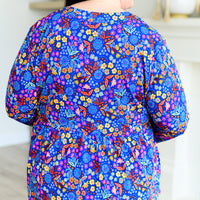 Lizzy Babydoll Top in Royal Retro Floral