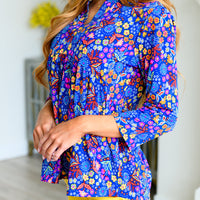 Lizzy Babydoll Top in Royal Retro Floral