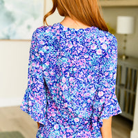 Lizzy Bell Sleeve Top in Navy and Pink Floral