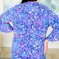 Lizzy Bell Sleeve Top in Navy and Pink Floral