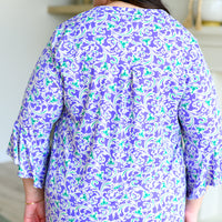 Lizzy Bell Sleeve Top in Violet Filigree