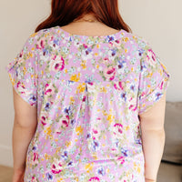 Lizzy Cap Sleeve Top in Lavender and Magenta Floral