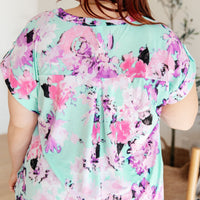 Lizzy Cap Sleeve Top in Lavender and Sky Floral