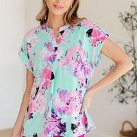 Lizzy Cap Sleeve Top in Lavender and Sky Floral