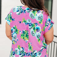 Lizzy Cap Sleeve Top in Coral and Blue Floral