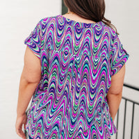 Lizzy Cap Sleeve Top in Purple Multi Marble