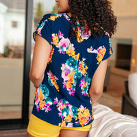 Lizzy Cap Sleeve in Navy and Pastel Bouquet