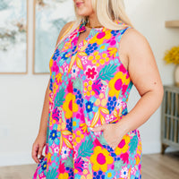Lizzy Tank Dress in Hot Pink Mixed Floral