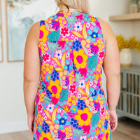 Lizzy Tank Dress in Hot Pink Mixed Floral