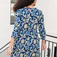 Lizzy Dress in Navy and Bright Paisley Floral