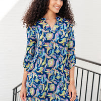 Lizzy Dress in Navy and Bright Paisley Floral