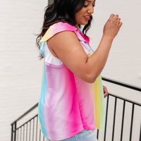 Lizzy Flutter Sleeve Top in Ombre Rainbow