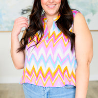 Lizzy Tank Top in Orange Multi Chevron