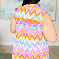 Lizzy Tank Top in Orange Multi Chevron