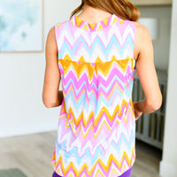 Lizzy Tank Top in Orange Multi Chevron