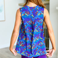 Lizzy Tank Top in Royal and Red Abstract