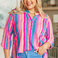 Lizzy Top in Blue and Pink Stripe