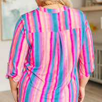 Lizzy Top in Blue and Pink Stripe