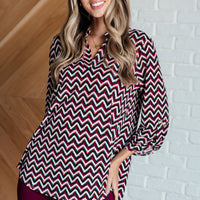 Lizzy Top in Magenta and Black Chevron