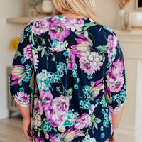 Lizzy Top in Navy and Purple Floral