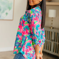 Lizzy Top in Pink and Teal Tie Dye