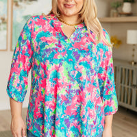 Lizzy Top in Pink and Teal Tie Dye
