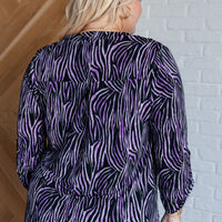 Lizzy Top in Violet and Black Multi Stroke