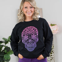 Magenta Sugar Skull Crewneck