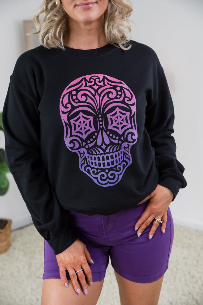 Magenta Sugar Skull Crewneck