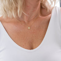 Crystal Clover Necklace in Gold