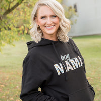 Boy Mama Graphic Hoodie in Black