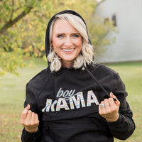 Boy Mama Graphic Hoodie in Black