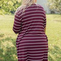 Change Your Stripes Cardigan in Wine