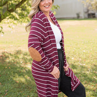 Change Your Stripes Cardigan in Wine