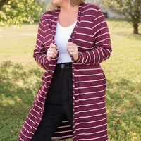 Change Your Stripes Cardigan in Wine