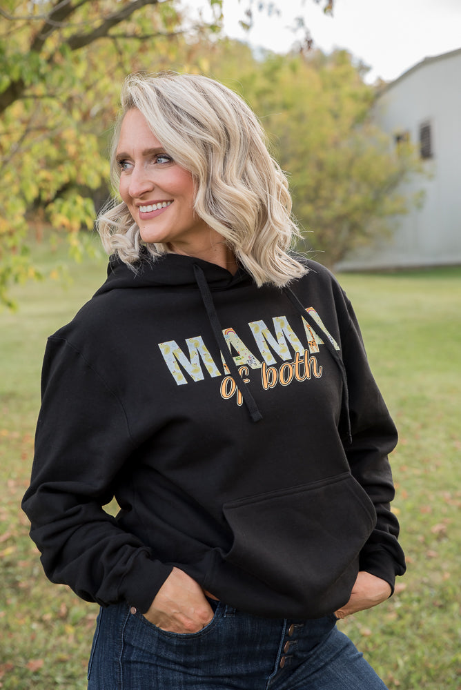 Mama of Both Graphic Hoodie in Black