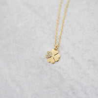 Crystal Clover Necklace in Gold