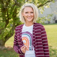 Change Your Stripes Cardigan in Wine