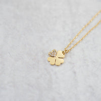 Crystal Clover Necklace in Gold