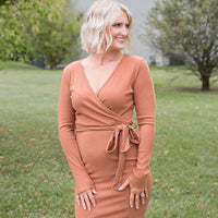 Happy Now Dress in Cognac