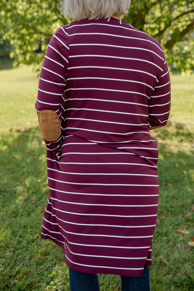 Change Your Stripes Cardigan in Wine