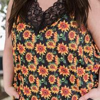 Seeking Sunflowers Lace Tank