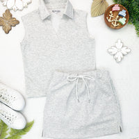 IN STOCK Luxe Collar Tank/Skort Set - Heathered Neutral