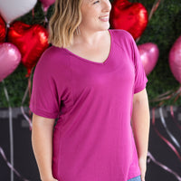 IN STOCK Bamboo V Neck Tee - Magenta