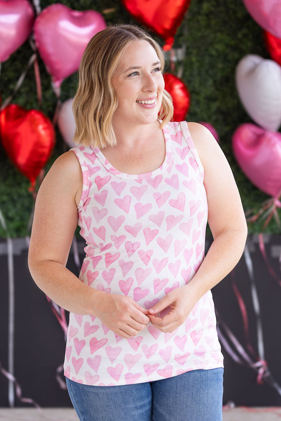 IN STOCK Ava Tank - Blushing Pink Hearts