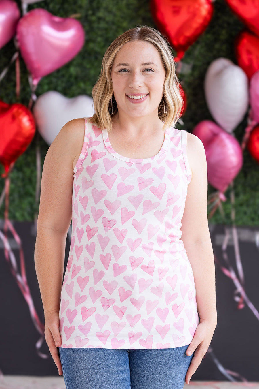 IN STOCK Ava Tank - Blushing Pink Hearts