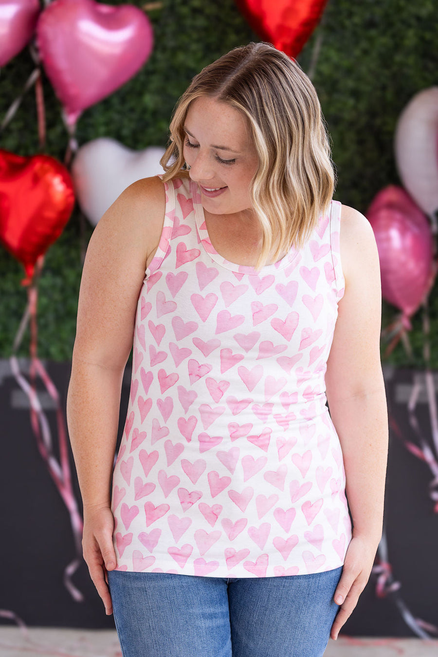 IN STOCK Ava Tank - Blushing Pink Hearts