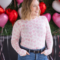 IN STOCK Blair Long Sleeve Top -  Blushing Pink Hearts