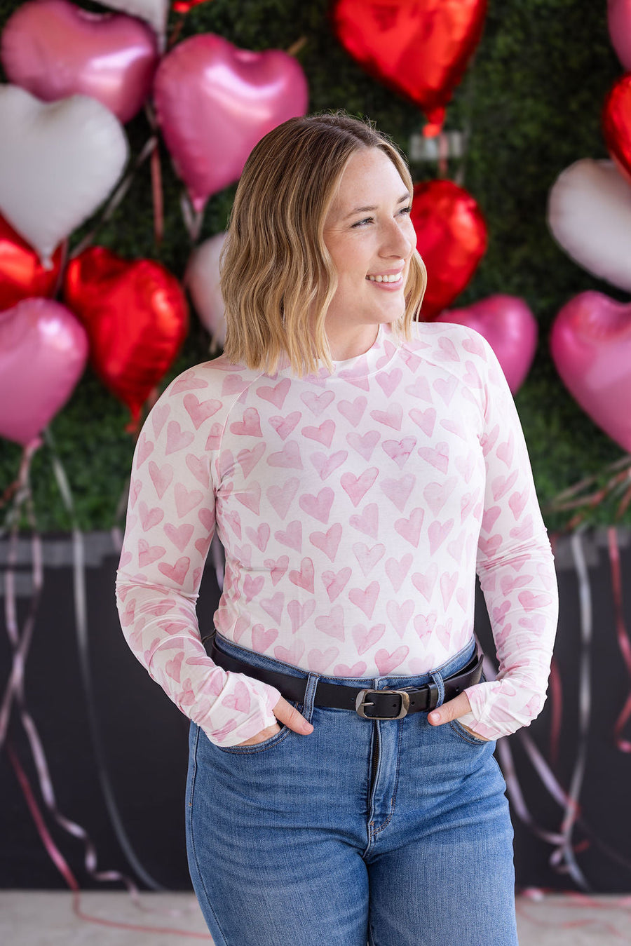 IN STOCK Blair Long Sleeve Top -  Blushing Pink Hearts