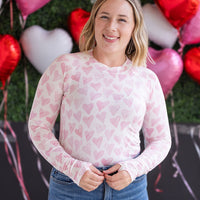 IN STOCK Blair Long Sleeve Top -  Blushing Pink Hearts